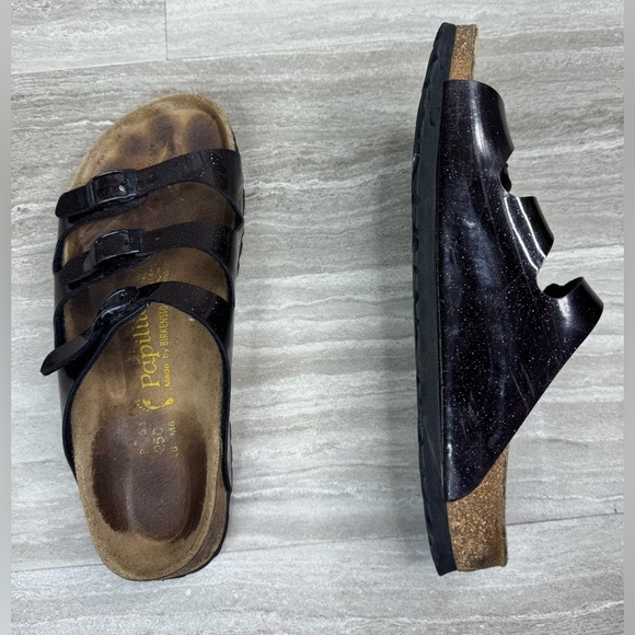 Papillio Florida Birkenstock Maroon Sparkly 3 Strap Sandals Size 39/8 - Picture 8 of 11